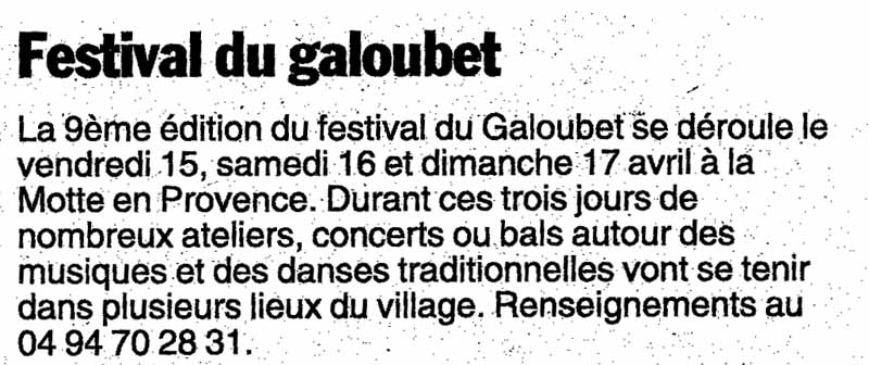 9e Festival Traditionnel au Pays du Galoubet